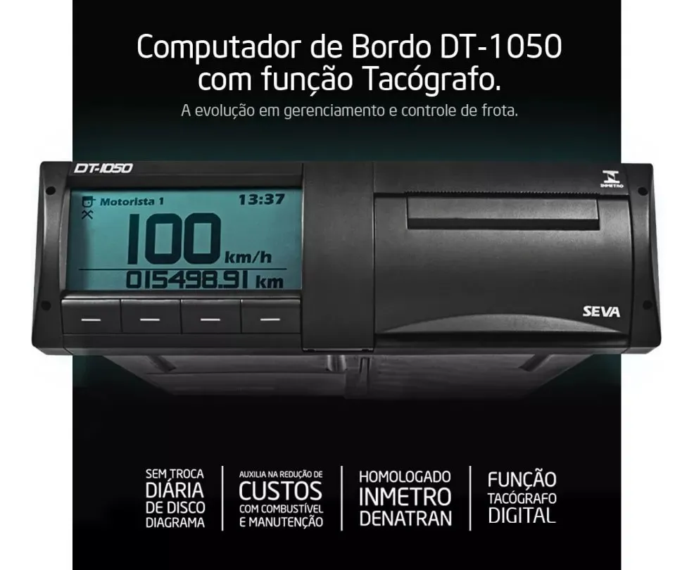 Tacógrafo instalado no painel do veículo